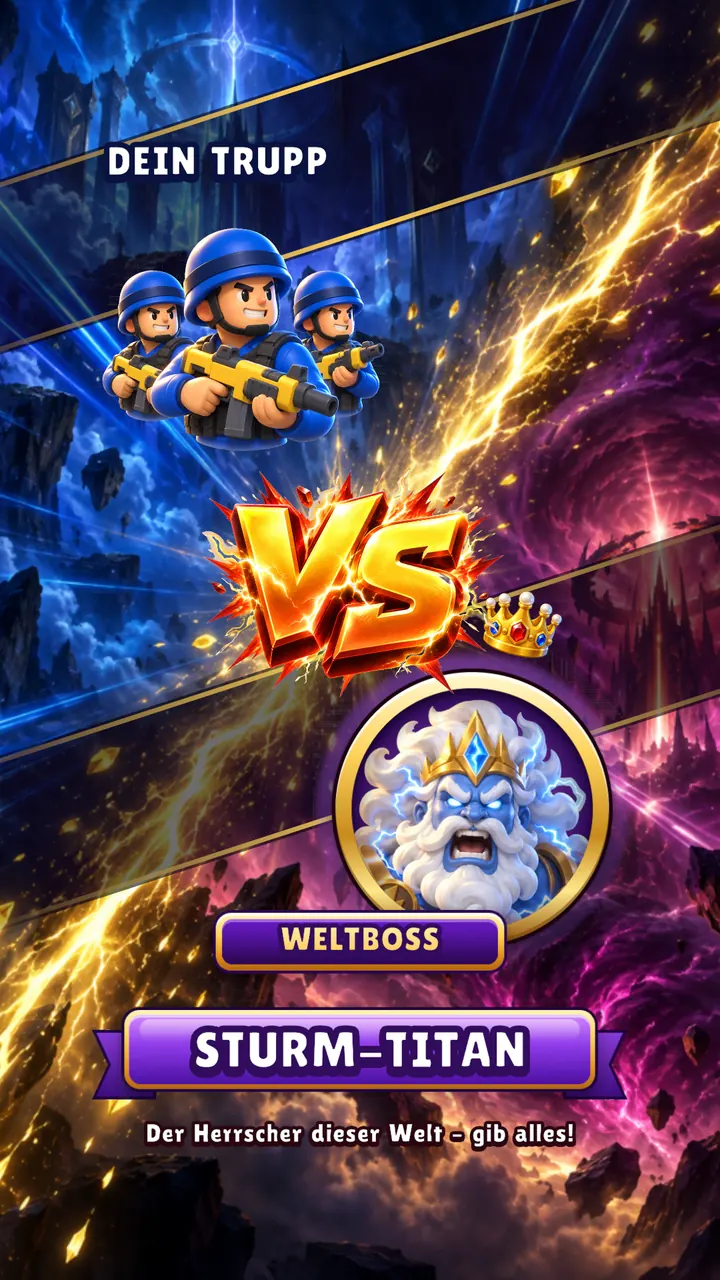 Lane Shooter: Vor dem Duell, dein Trupp gegen den Weltboss Sturm-Titan